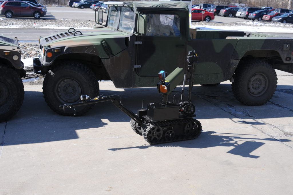 Robot with stand-off explosives detector