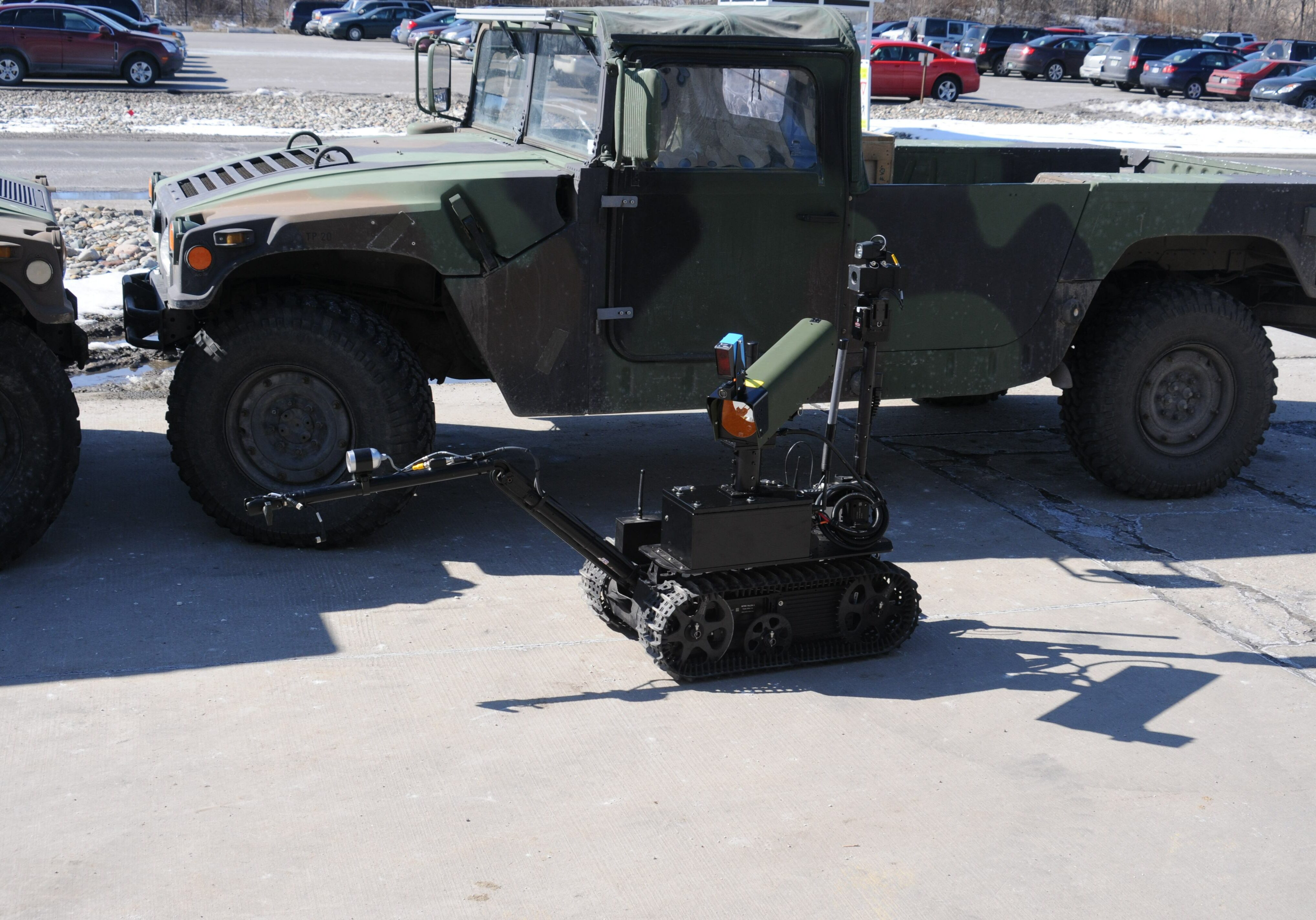 Robot with stand-off explosives detector